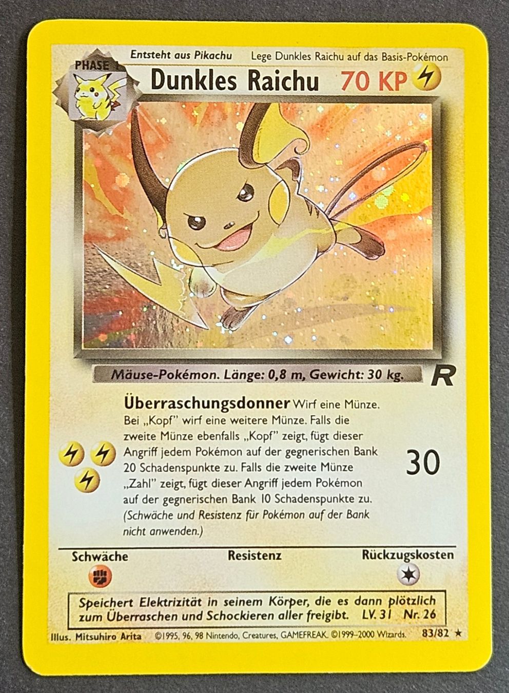 Pokémon Carte collezionabili: Pokemon Dunkles Raichu 83/82 - Team Rocket (DE) – Usato da Oberkulm venduto da BTB