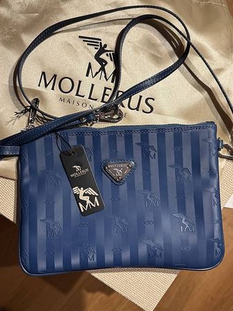 Maison Mollerus Tasche (Neu), Deep Blau, silber Hardware