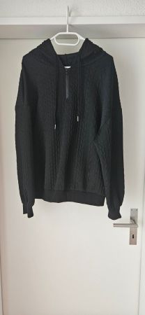 Hoodie in Schwarz mit Strukturmuster Gr. XL = 44
