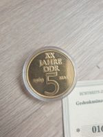 DDR Gedenkmünze 5 Mark 1969 vergoldet, Zertifikat Nr. 01608