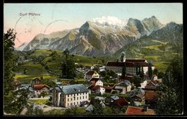 Dorf Pfäfers, Totalansicht mit Alpenpan