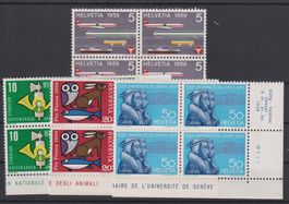 Vierblöcke: Werbe + Gedenkmarken 1959 / Postfrisch
