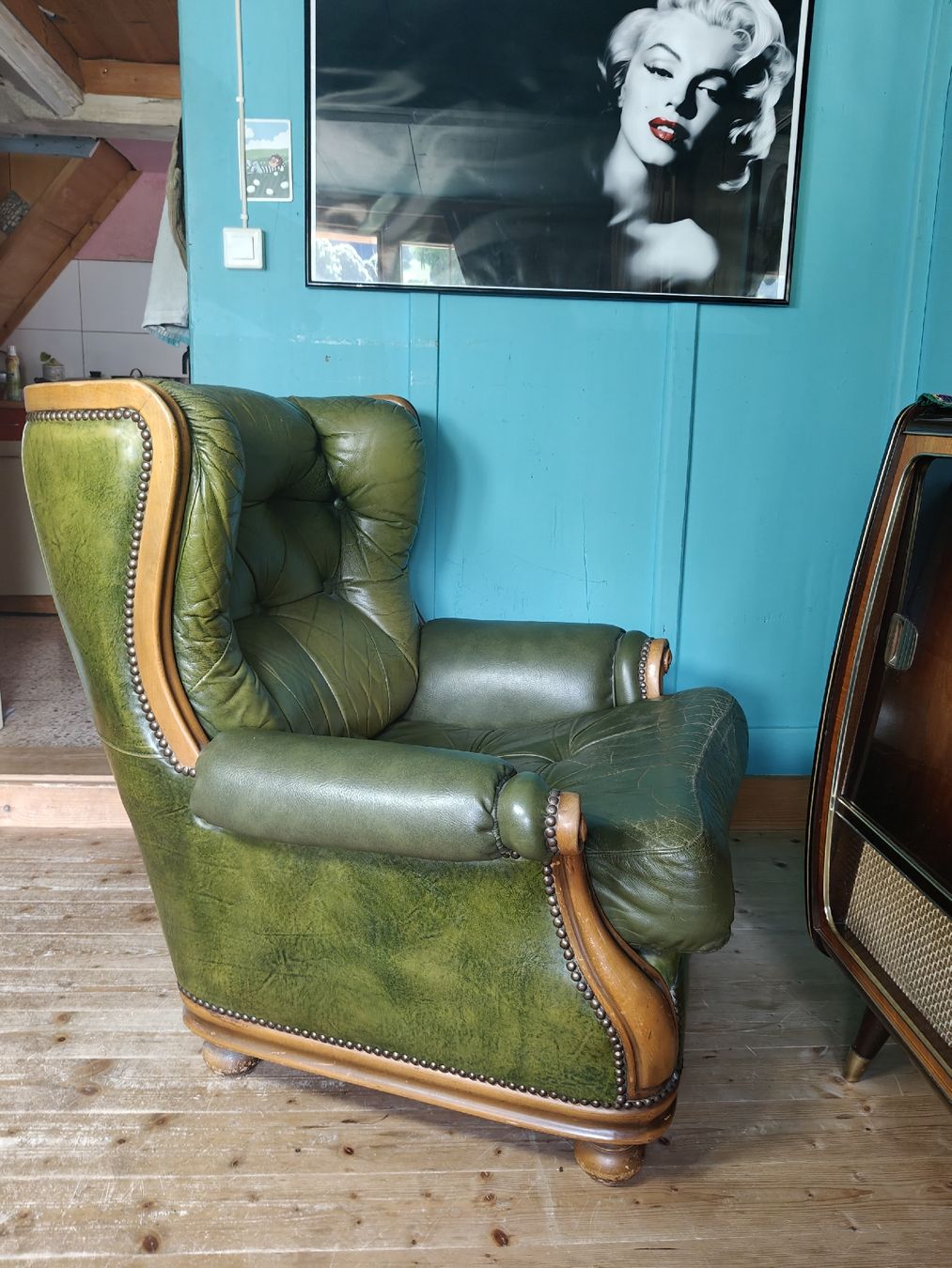 Chesterfield Poltrone: grüner Chesterfield Leder Sessel  – Usato da Ebnat Kappel venduto da Noah2512 4