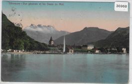 Villeneuve - Vue generale et les Dents du Midi - Litho
