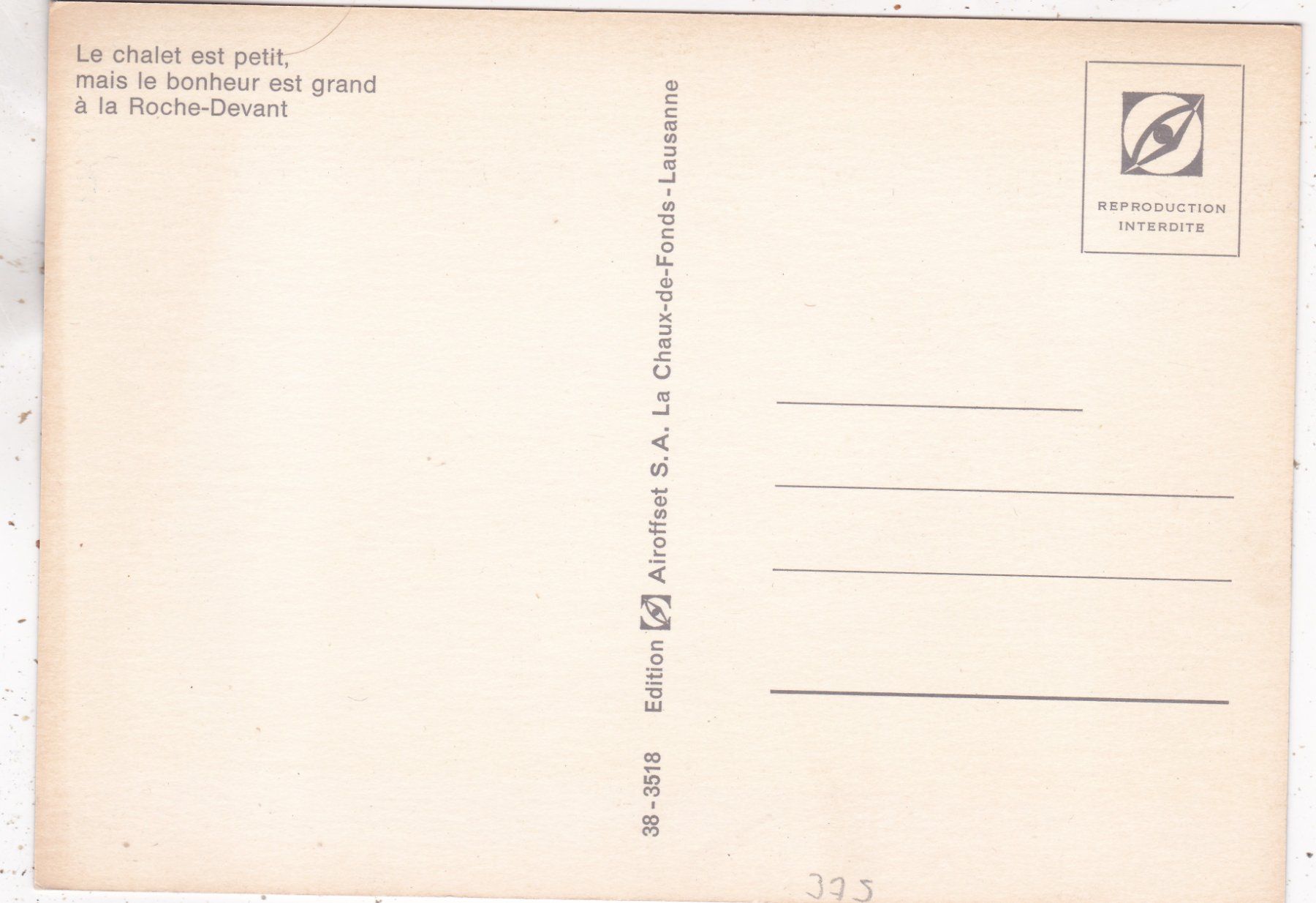 Cartoline postali: Chalet Roche Devant Gorgier – Usato da Herisau venduto da Lisegrat2008 1