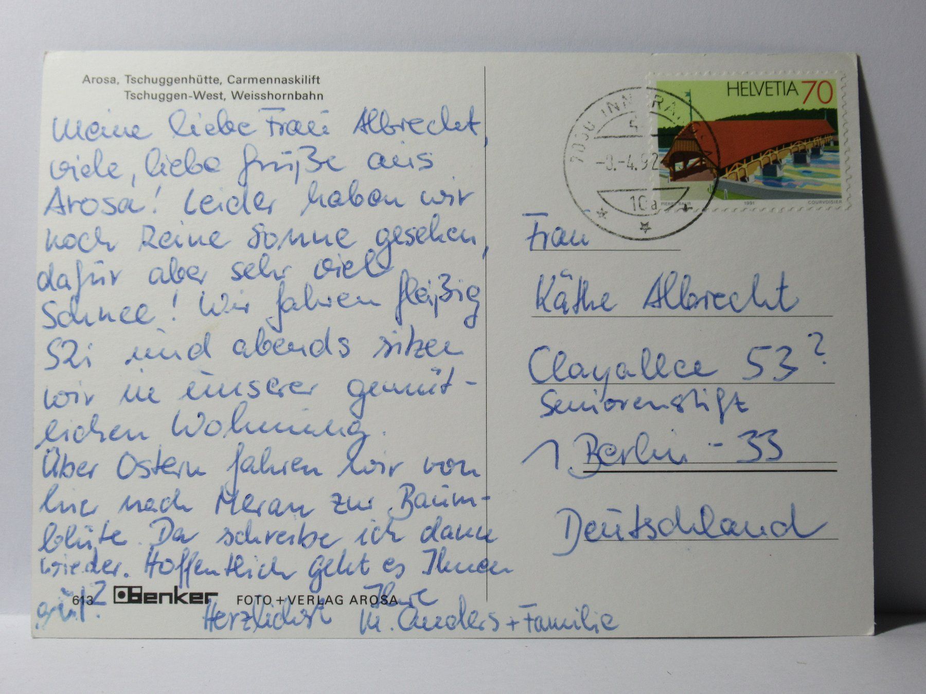 Cartoline postali: Arosa – Usato da Grenchen venduto da Bluemchen1900 1