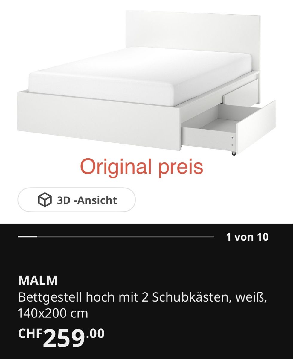 Ikea Letti: 140x200 cm Weisses Bett mit Schubladen – Nuovo (secondo la descrizione) da Frauenfeld venduto da Jaciinta 1