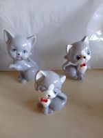 3 graue Vintage Katzen Figuren, Deko , Sammler