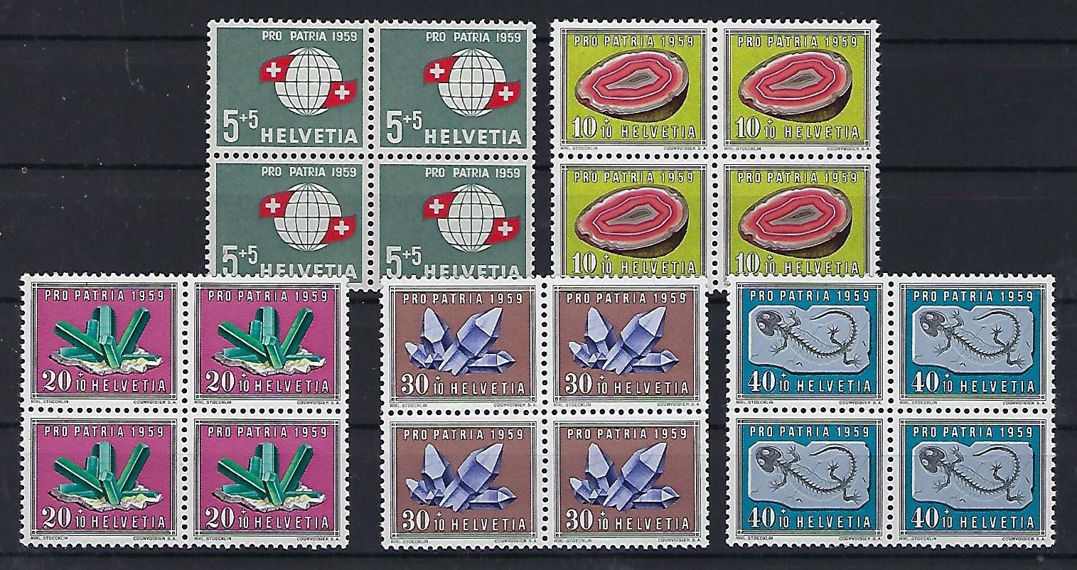 Tutti i francobolli: Pro Patria Viererblocks 1959 postfrisch    15656 – Usato da Lunden venduto da Animus999