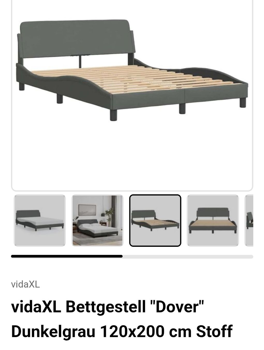 Letti: Bettgestell Dover dunkelgrau 120x200 cm Stoff – Nuovo e nell'imballaggio originale da Ostermundigen venduto da YES_Medina_2025 4