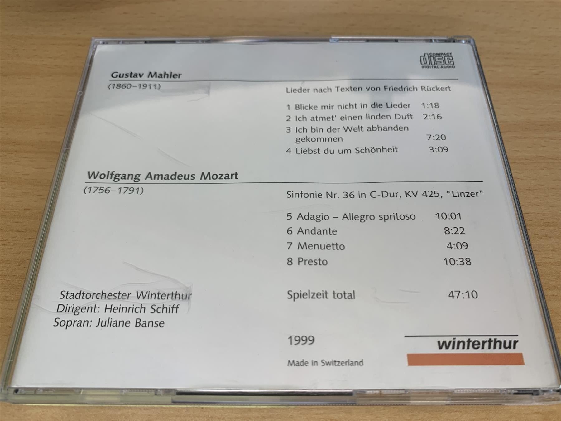 CD: Gustav Mahler - Stadtorchester Winterthur - CD + CD-ROM – Usato da Rikon im Tösstal venduto da Alpenmutz 1