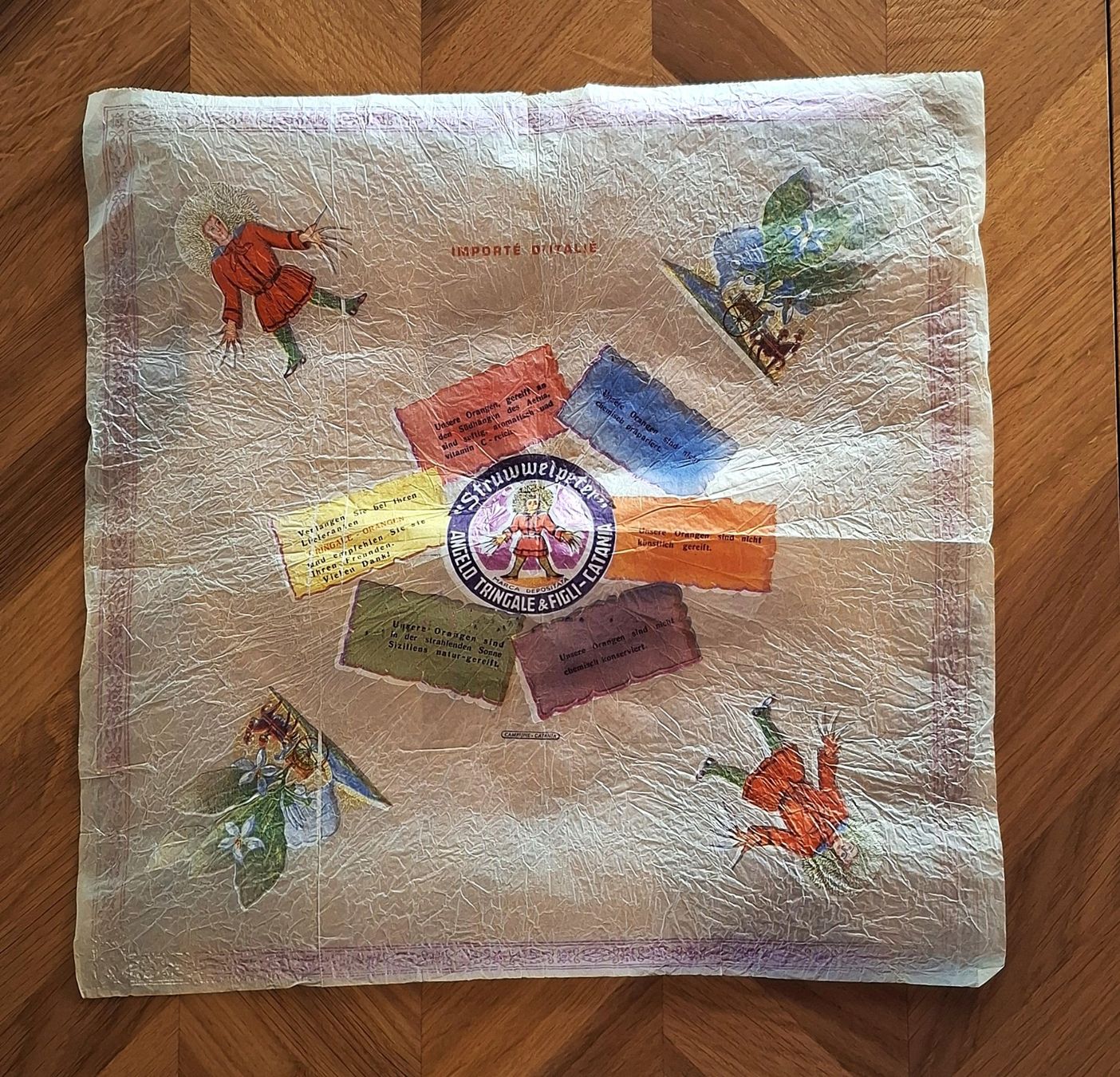 Carta: ALTES, GROSSES ORANGENPAPIER 39 x 39 CM – Usato da Grüningen venduto da Kartensammler