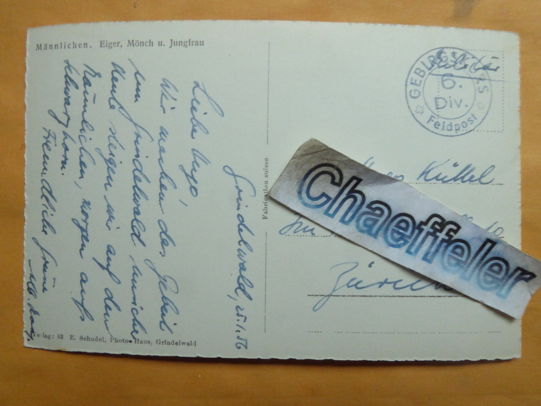 Cartoline postali: Männlichen.   FELDPOST – Usato da Zürich venduto da Chaeffeler 1
