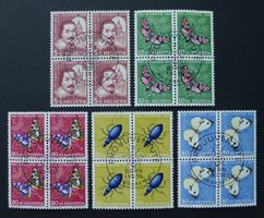 PJ 1956 Viererblöcke J163-J167 Ersttag, Kat: 80.-