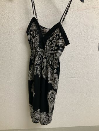 Kleid mit Paisley-Muster schwarz/weiss Grösse L 100% Polyest