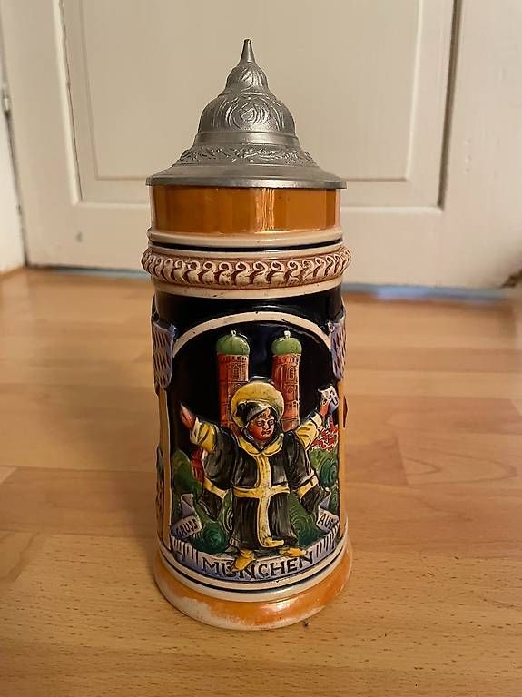 Karaffen: Münchner Bierkrug mit Zinndeckel   - 23 cm – Neu (gemäss Beschreibung) aus Hergiswil NW von mar_26zs 1