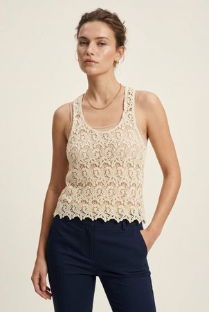 Débardeur Crochet Écru Dos Nageur T. M