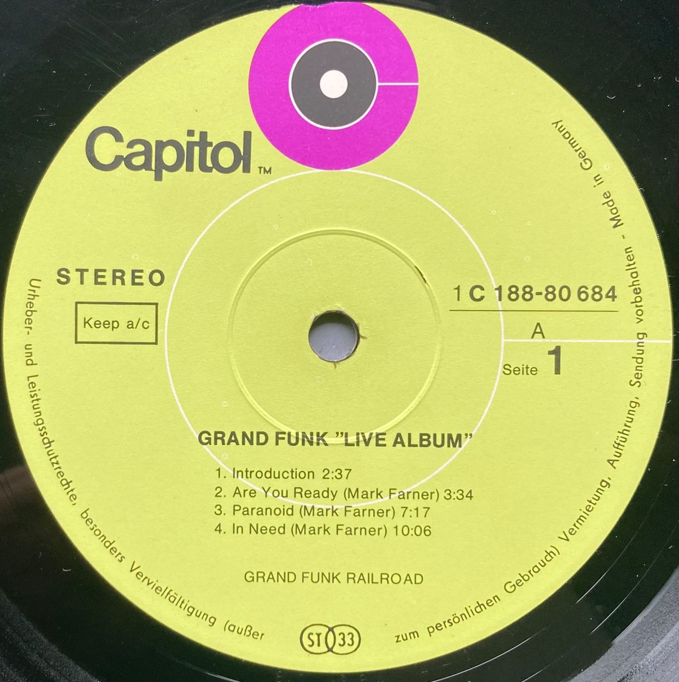 Schallplatten: GRAND FUNK - LIVE ALBUM – Gebraucht aus Poliez-Pittet von Newtown-Records 2