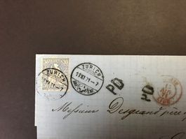 1871, Schöner Faltbrief nach Lyon mit diversen Stempeln