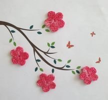 4 Stück Blumen gehäkelt 100