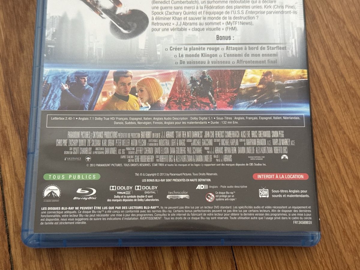 Tutti i DVDs: Star Trek Into Darkness Blu-ray – Usato da Lausanne venduto da poplarExample 1