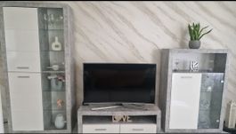 Wohnwand Beton Beton Optik Weiss 3-teilig Guter Zustand