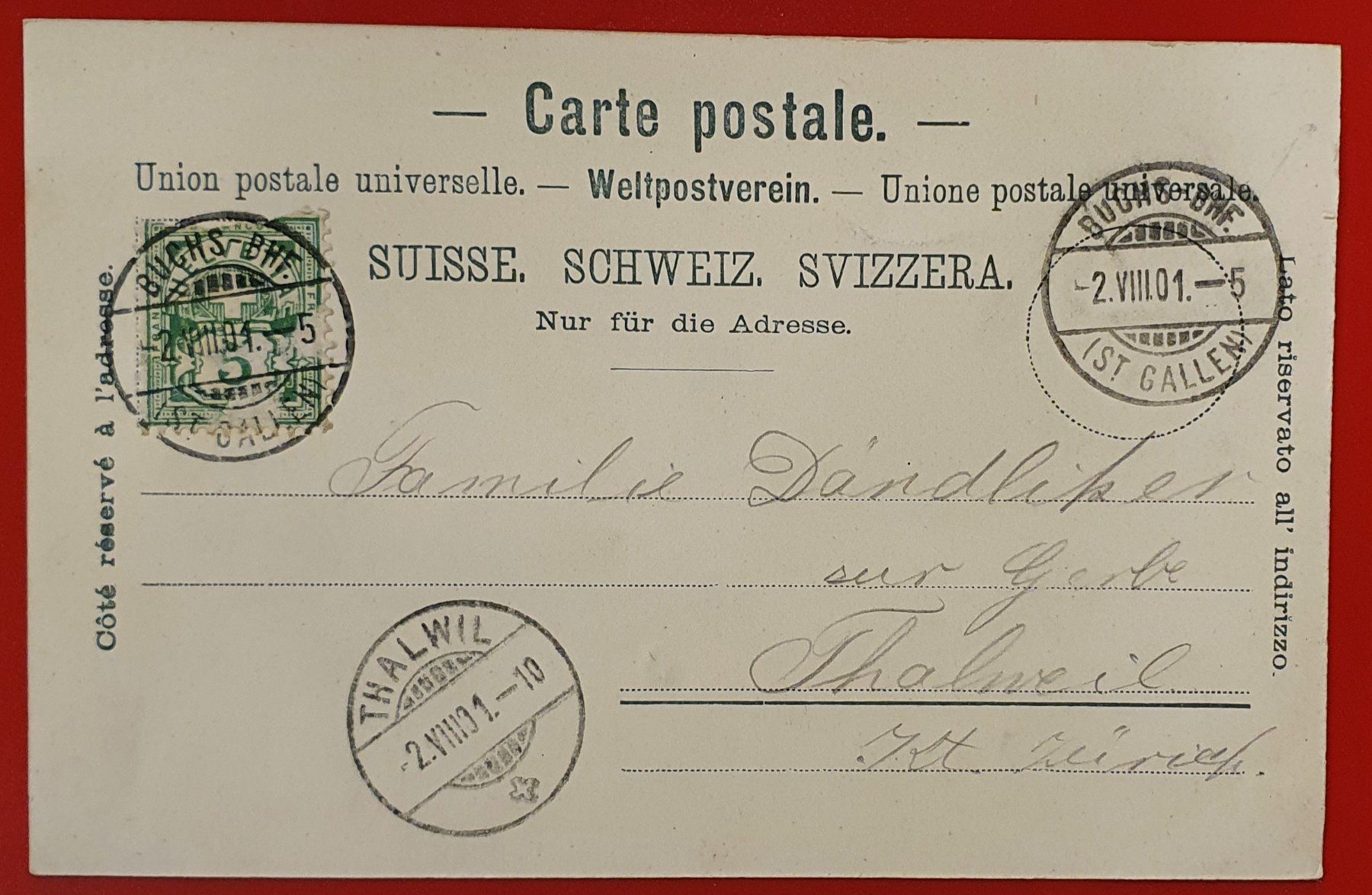 Cartoline postali: Gruss aus Buchs  - Werdenberg 1901 – Usato da Kreuzlingen venduto da Rschweiz1 1
