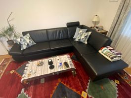 Ecksofa Leder schwarz Masse 270x200 cm gebraucht