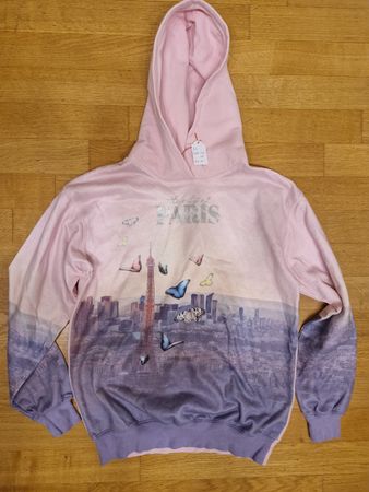 Sweat pull hoodie à capuche rose H&M Paris taille 158/164