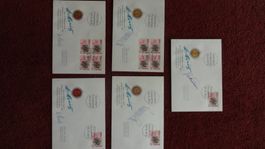 Autogrammkarten Russi (2), Nadig (2) und Thöni (1)