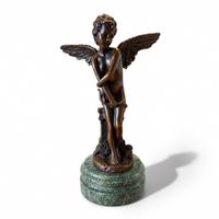 Bronze Engel Amor Figur H. Moreau Marmorsockel guter Zustand