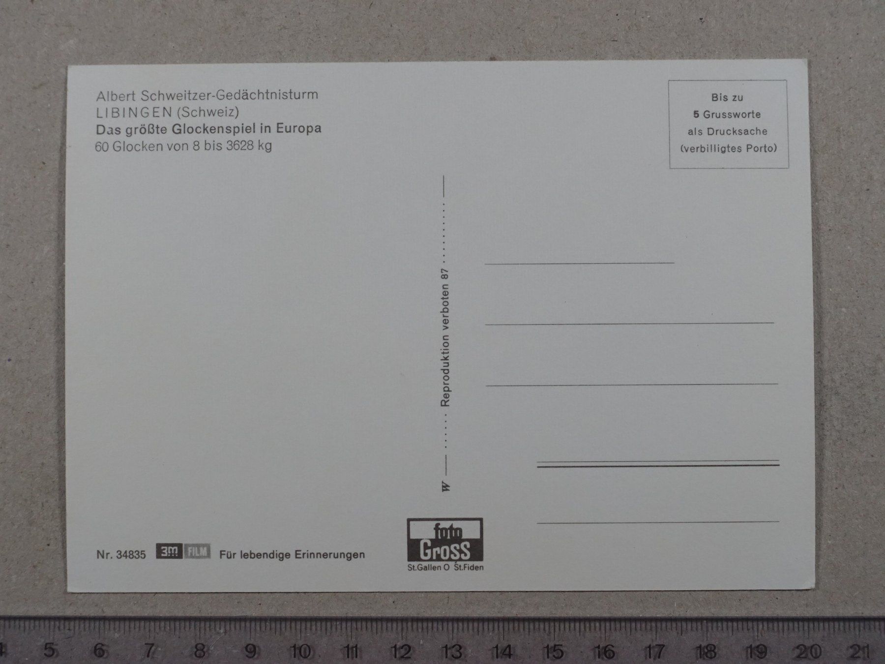 Cartoline postali: Libingen, Albert Schweizer Gedächtnisturm, Glocken Spiel – Usato da Lenzburg venduto da fh1 1