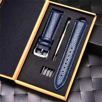 Bracelet de montre en cuir bleu kit complet neuf  18 mm