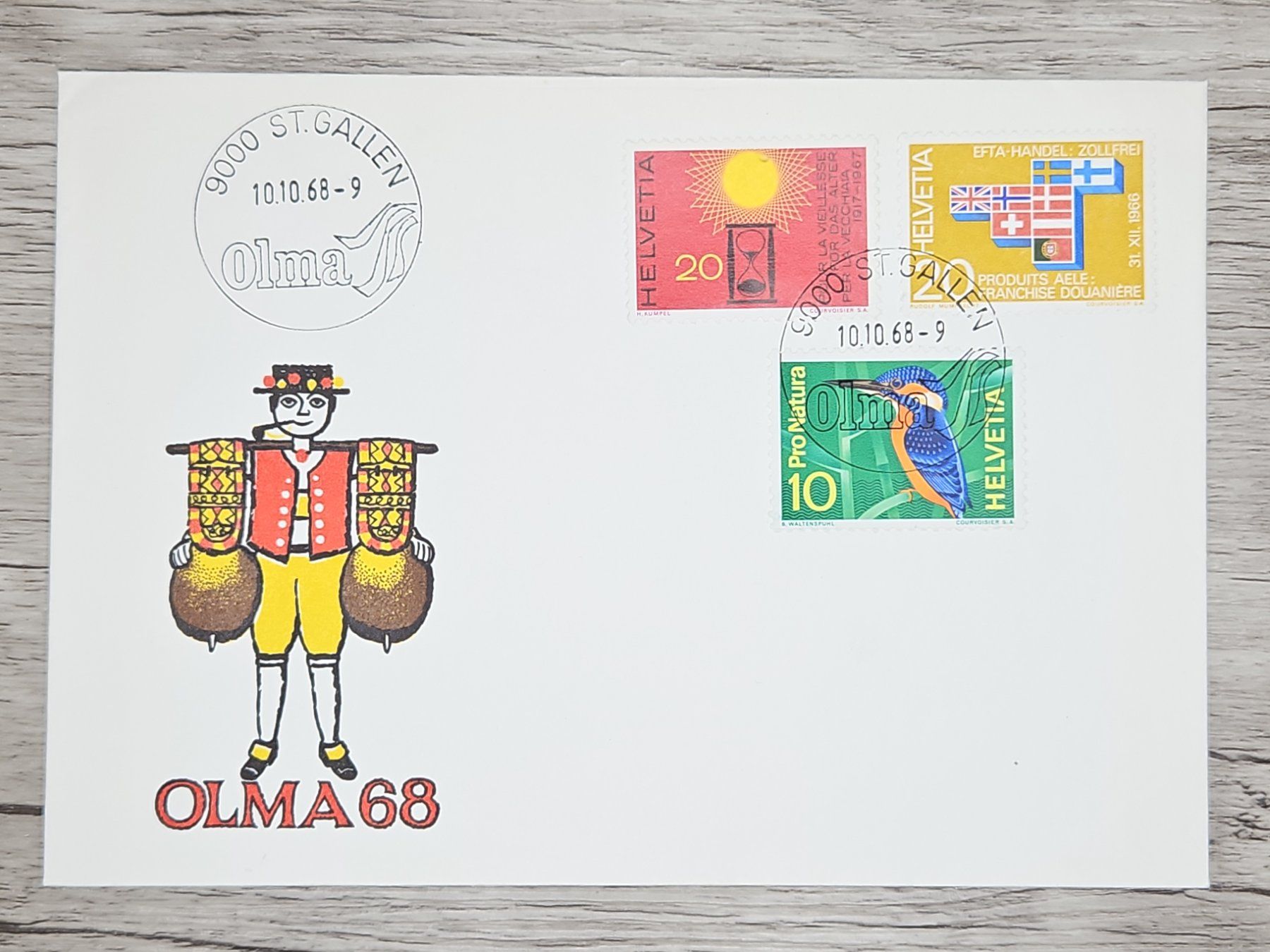 Tutti i francobolli: CL18 Enveloppe + Timbre Suisse 1968 – Usato da Cousset venduto da Patrick_Collections