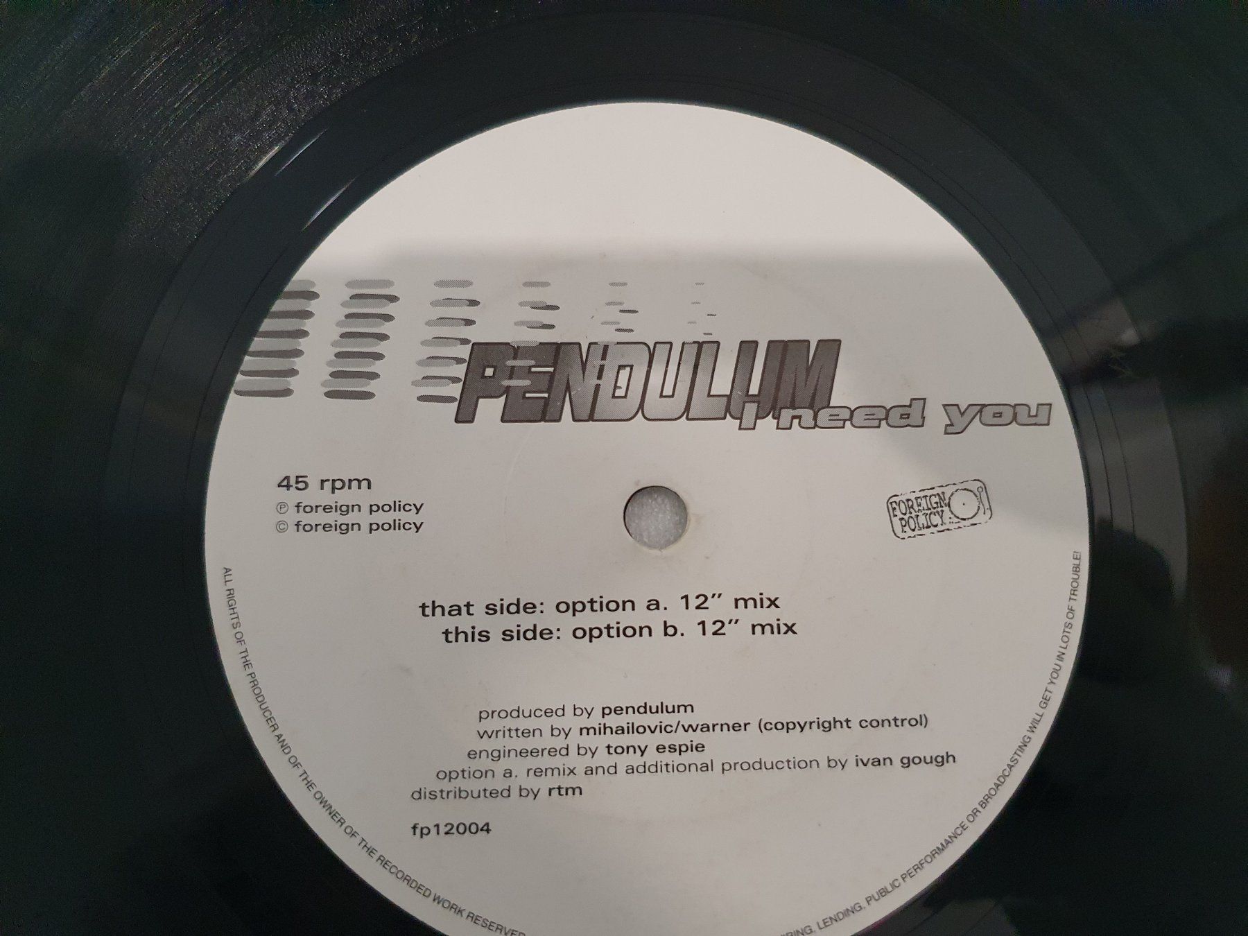 Schallplatten: Pendulum – I Need You ( Progressive Trance ) – Gebraucht aus Uster von Vinyl-Leidenschaft 3
