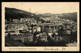 AK St. Gallen, Blick auf St. Gallen vom Rosenberg aus
