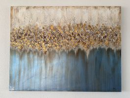 Grosses Wandbild, Gold und Blau, abstrakt, Top Zustand