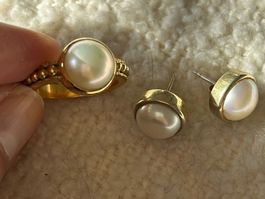 Hochwertiges 925 Schmuckset von AURYN  (Ring 55) mit Perlen