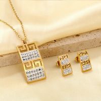 18k vergoldete Schmuckset mit Strass