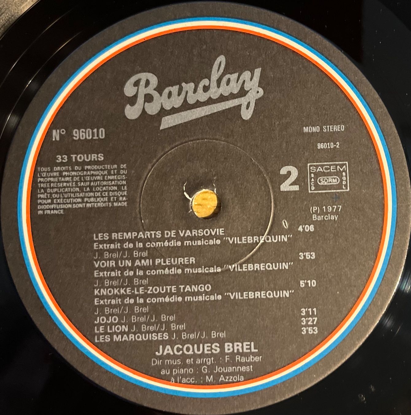 Dischi in vinile: JACQUES BREL - BREL - 33 Tours – Usato da Bussigny venduto da vinyl-pas-cher 4
