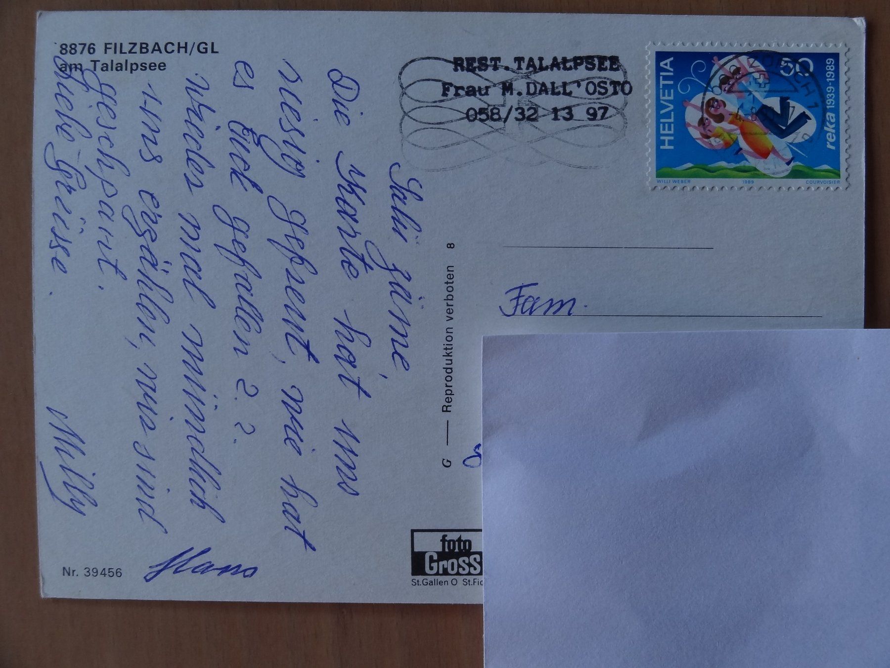 Cartoline postali: Filzbach - GL - am Talalpsee – Usato da St Léonard venduto da Riglin 1