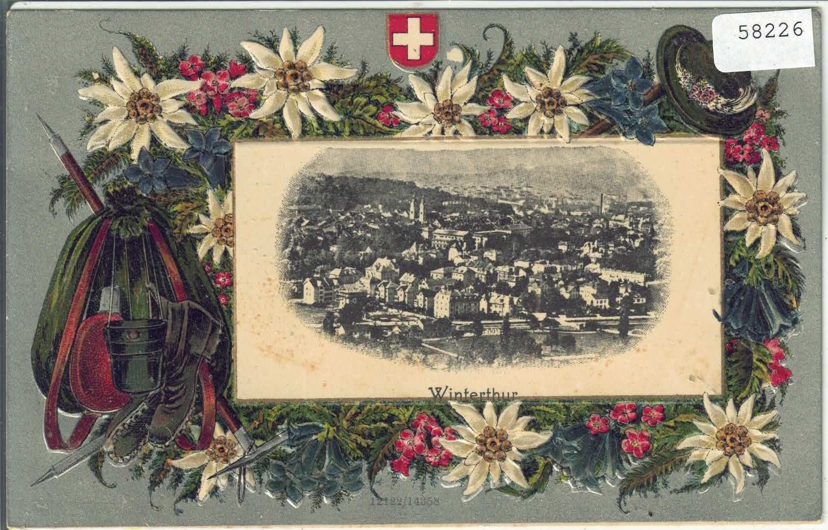 Cartoline postali: Winterthur - Generalansicht - Edelweiss-Präge-Litho – Usato da Ettingen venduto da Kartenplanet