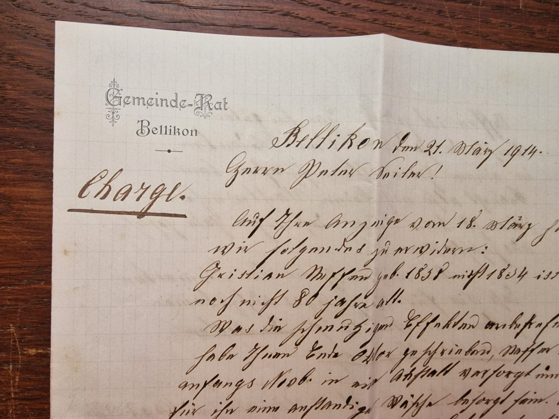 Documenti: Brief Gemeinderat BELLIKON März 1914 – Usato da Aesch LU venduto da briefmarken.uray 1