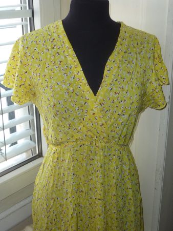 robe longue d'été jaune avec motif fleurs L coton made italy