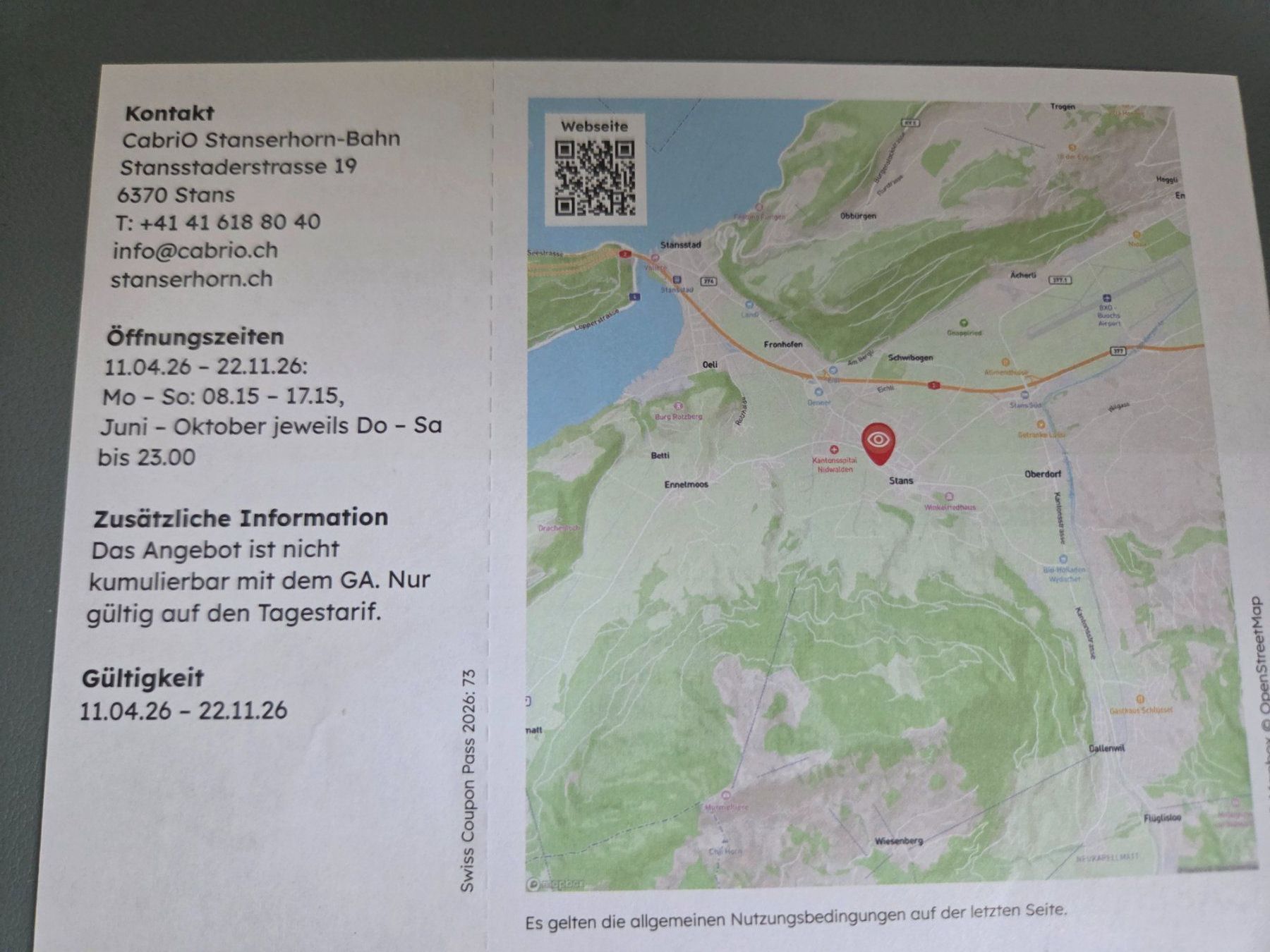Gutscheine: Stanserhorn 2für1 – Neu und originalverpackt aus Oberlunkhofen von Nunziogogo 1