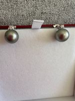 Südsee-Grauperlen-Ohrringe mit Diamanten 0.40 750/18K