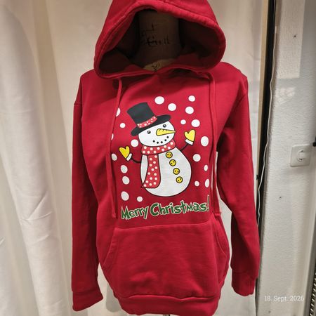 Weihnachts Hoodie rot Schneemann Motiv