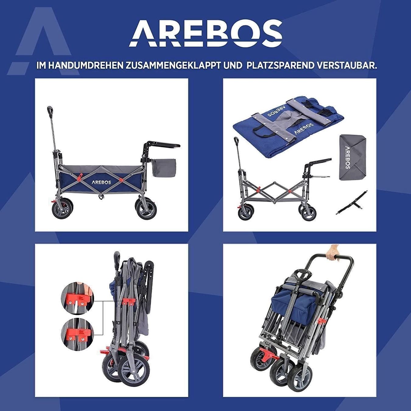 Giocattoli: Bollerwagen faltbar mit Dach blau – Nuovo e nell'imballaggio originale da Bottighofen venduto da zaap 4