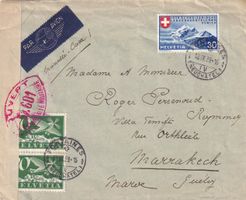 Luftpost Fontaines NE nach Marrakesch 1939, franz. Zensur !