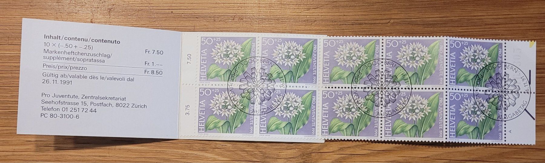 Tutti i francobolli: Markenheftchen Carnet De Timbre Pro Juventute 1991 – Usato da Biel/Bienne venduto da Destockweb 1